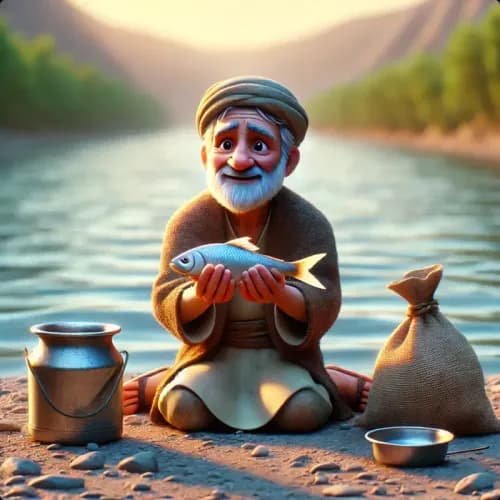 Colorful illustration of The Faith of a Starving Man - a fable