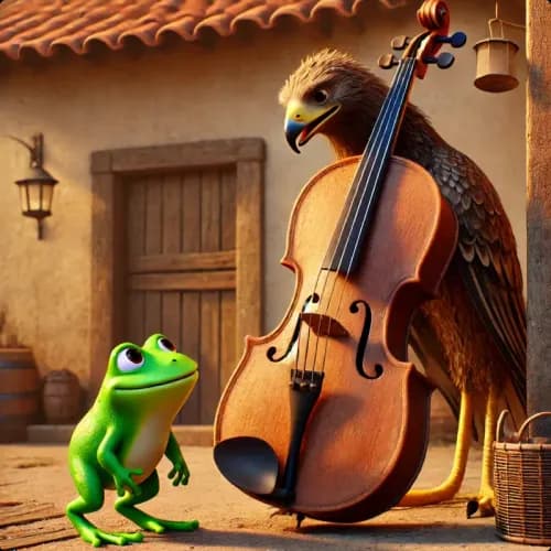 Colorful illustration of How the Toad Got His Bruises fable - Regret and Consequences