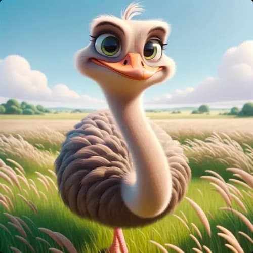 Colorful illustration of An Ostrich, Birds, and Beasts - Acceptance and Understanding