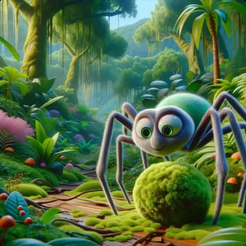 Colorful illustration of Anansi and the Moss-Covered Rock - Trickery and Greed
