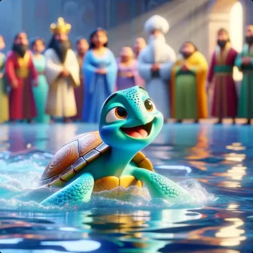 Colorful illustration of How the Turtle Saved His Own Life - Understanding and Courage