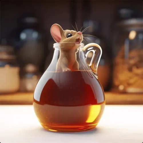 Colorful illustration of The Mouse in the Wine Jar and the Cat - a fable