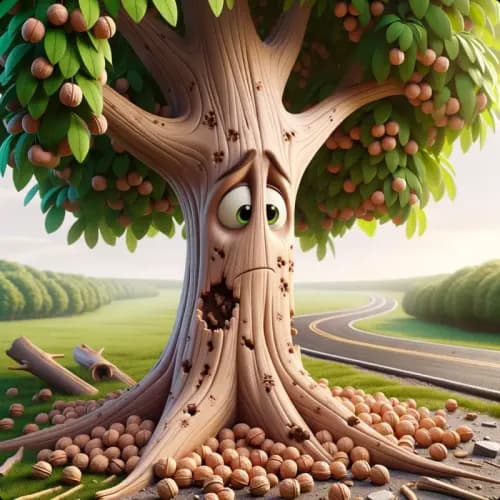 Colorful illustration of The Walnut Tree - a fable