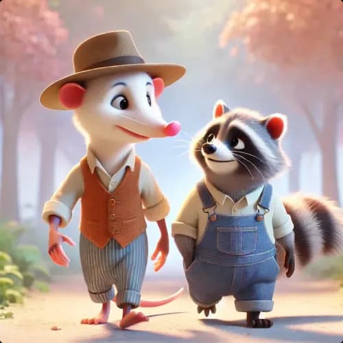 Colorful illustration of Why Mr. Possum Loves Peace - a fable