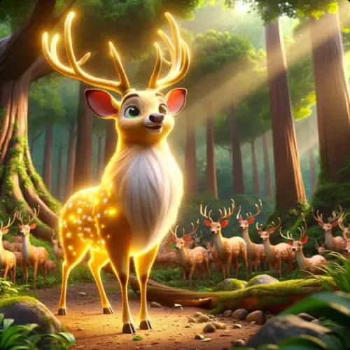 Colorful illustration of The Banyan Deer - a fable