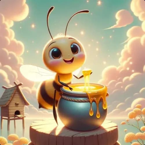 Colorful illustration of The Bee and Jupiter - a fable
