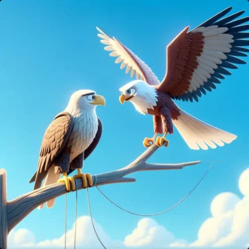 Colorful illustration of The Eagle and The Kite - a fable