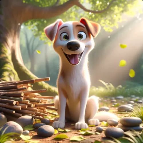 Colorful illustration of The Dog's House - a fable