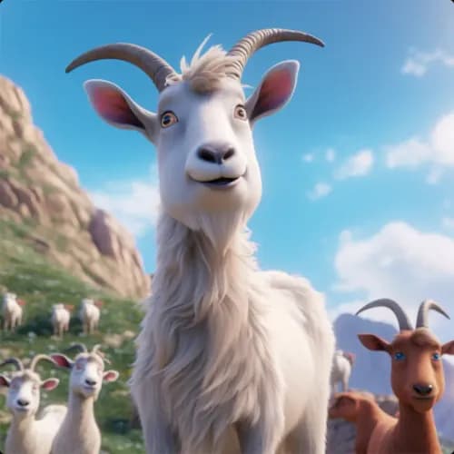 Colorful illustration of The Wise Goat and the Wolf - a fable