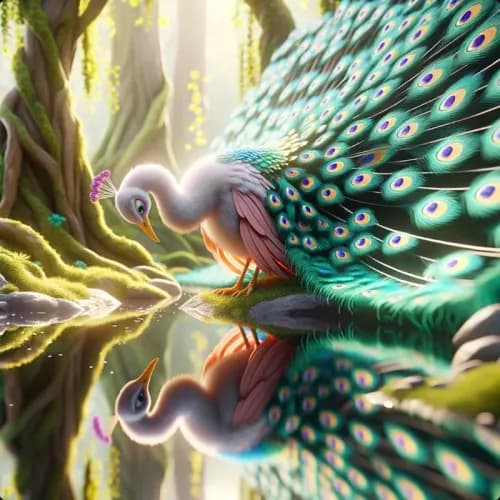 Colorful illustration of The Peacock and Juno - a fable