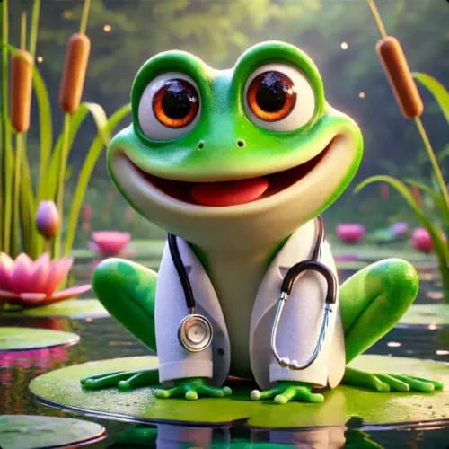 Colorful illustration of The Quack Frog - a fable