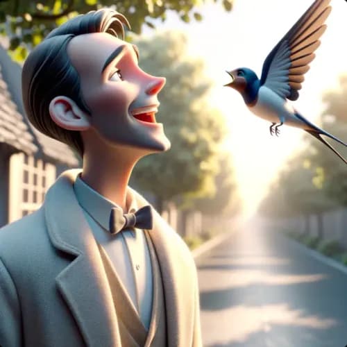 Colorful illustration of The Spendthrift and The Swallow - a fable