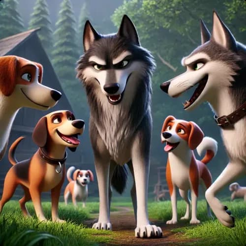 Colorful illustration of The Wolves and The Sheepdogs fable - Betrayal and Deception