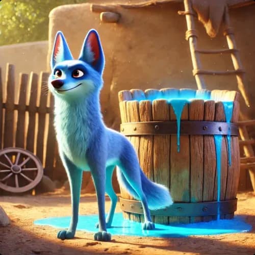 Colorful illustration of The Painted Jackal fable - Authenticity and Identity